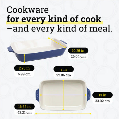 Large Stoneware Casserole Dish, 13 x 9 Inch